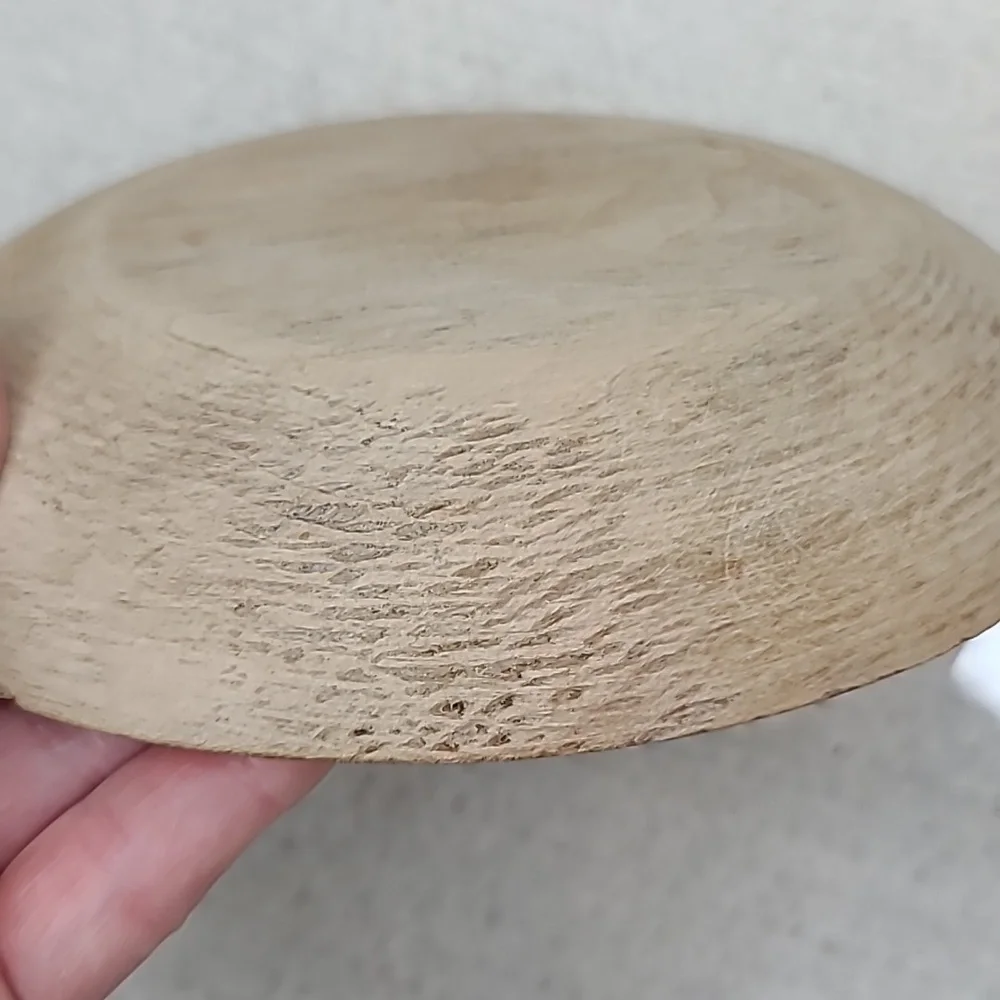 Vintage Farmhouse Mid Century Modern Wooden Small Hand Carved Dough/Salad Bowl
